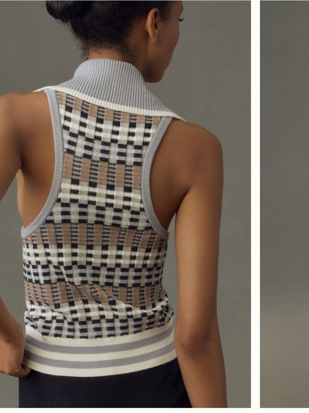 Anthropologie Grey, Black, White & Tan Patterned Knit Tank NWT - Picture 3 of 8